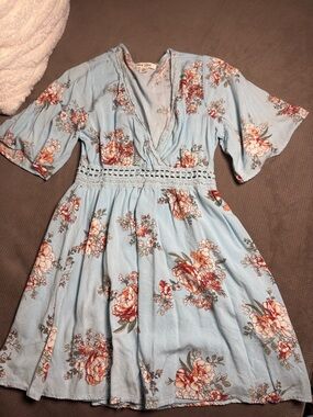 Adam Levine Collection Light Blue Floral Mini Dress